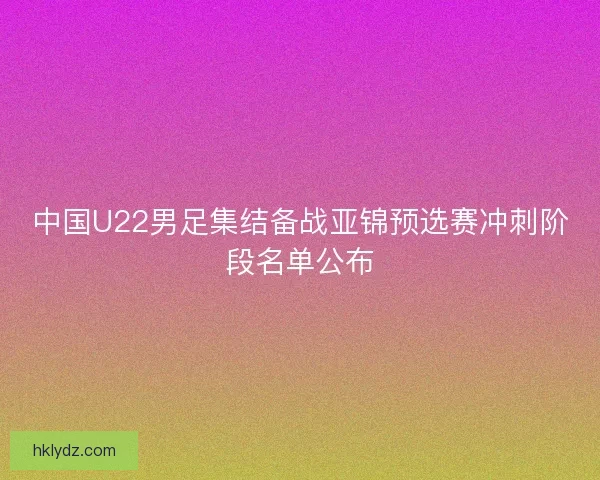 中国U22男足集结备战亚锦预选赛冲刺阶段名单公布