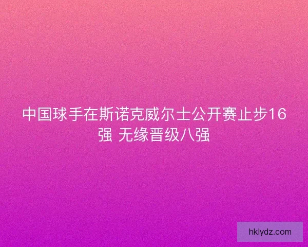 中国球手在斯诺克威尔士公开赛止步16强 无缘晋级八强