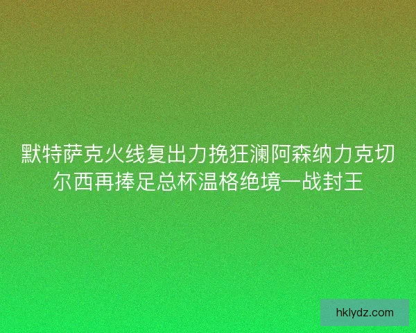 默特萨克火线复出力挽狂澜阿森纳力克切尔西再捧足总杯温格绝境一战封王 默特萨克火线复出力挽狂澜阿森纳力克切尔西再捧足总杯温格绝境一战封王